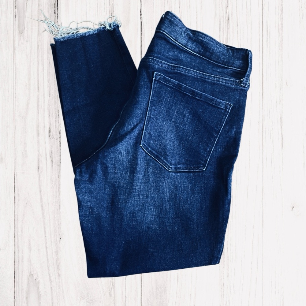 Old Navy Dark Blue Rockstar Super Skinny Ankle Mid-Rise Jeans - Picture 2 of 5